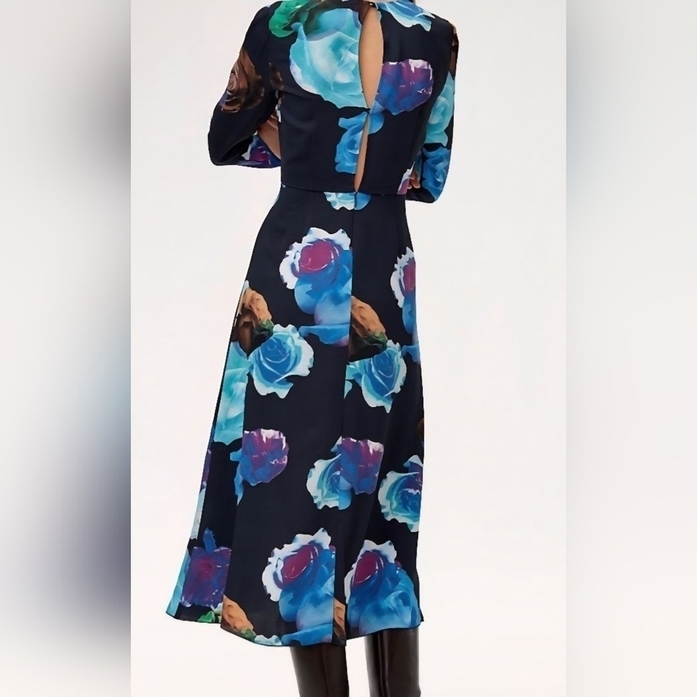 Babaton Floral Open Back Midi Dress Long Sleeve Size 0 - Picture 6 of 16